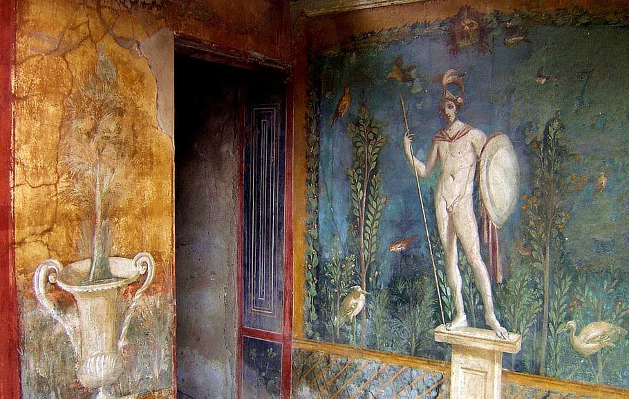Frescos de una de las villas romanas de Pompeya.