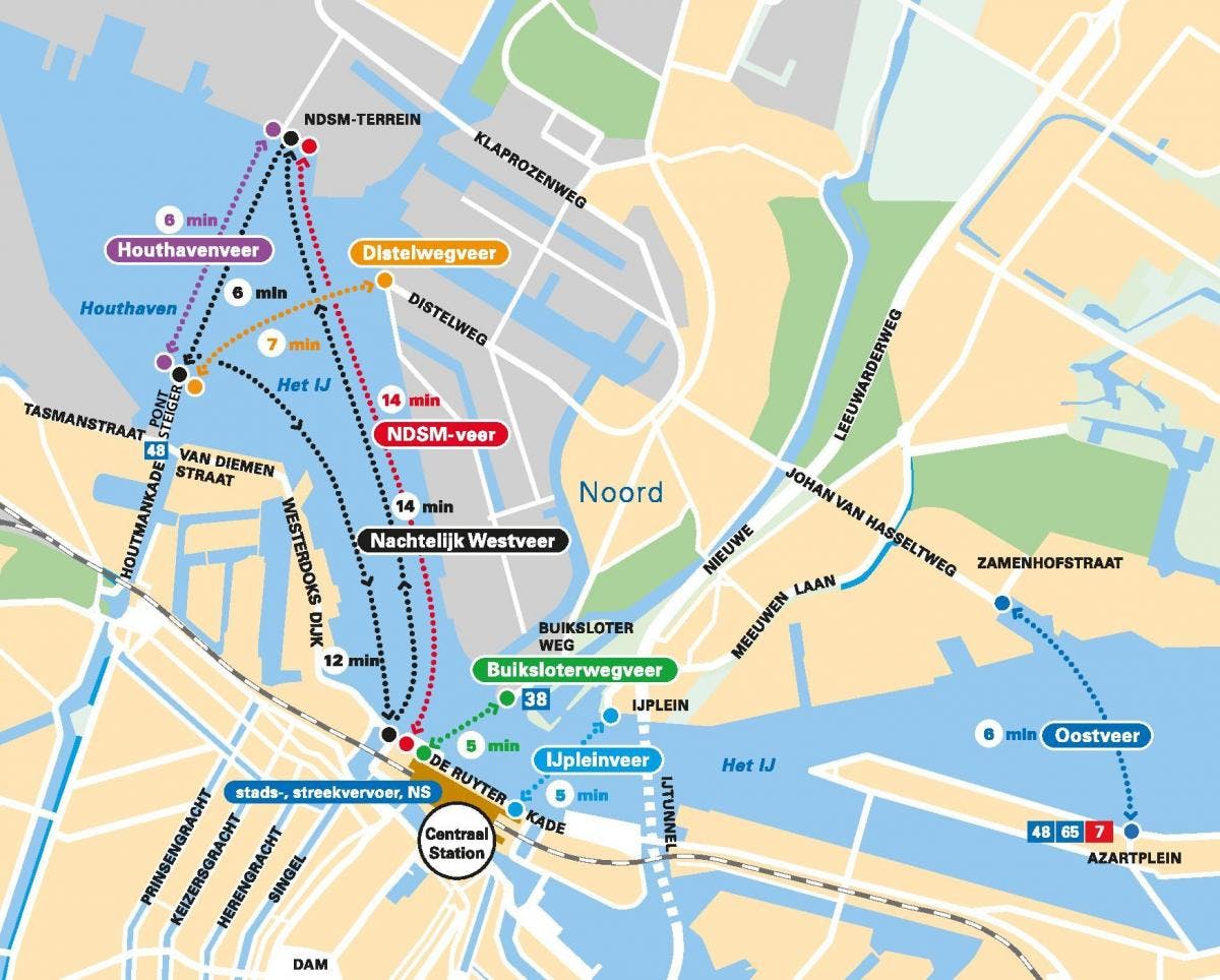 Mapa de Ferries de Ámsterdam