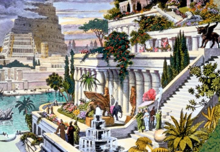 Pintura que representa los Jardines Coglantes de Babilonia