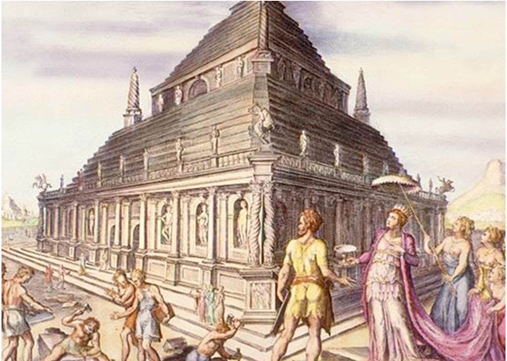 Pintura del Mausoleo de Halicarnaso.