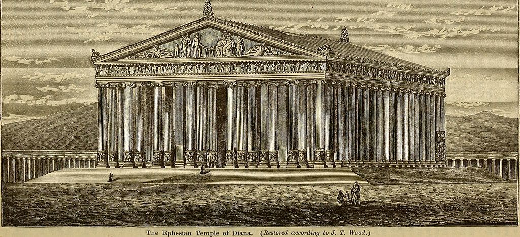 Viejo dibujo del templo de Artemisa.
