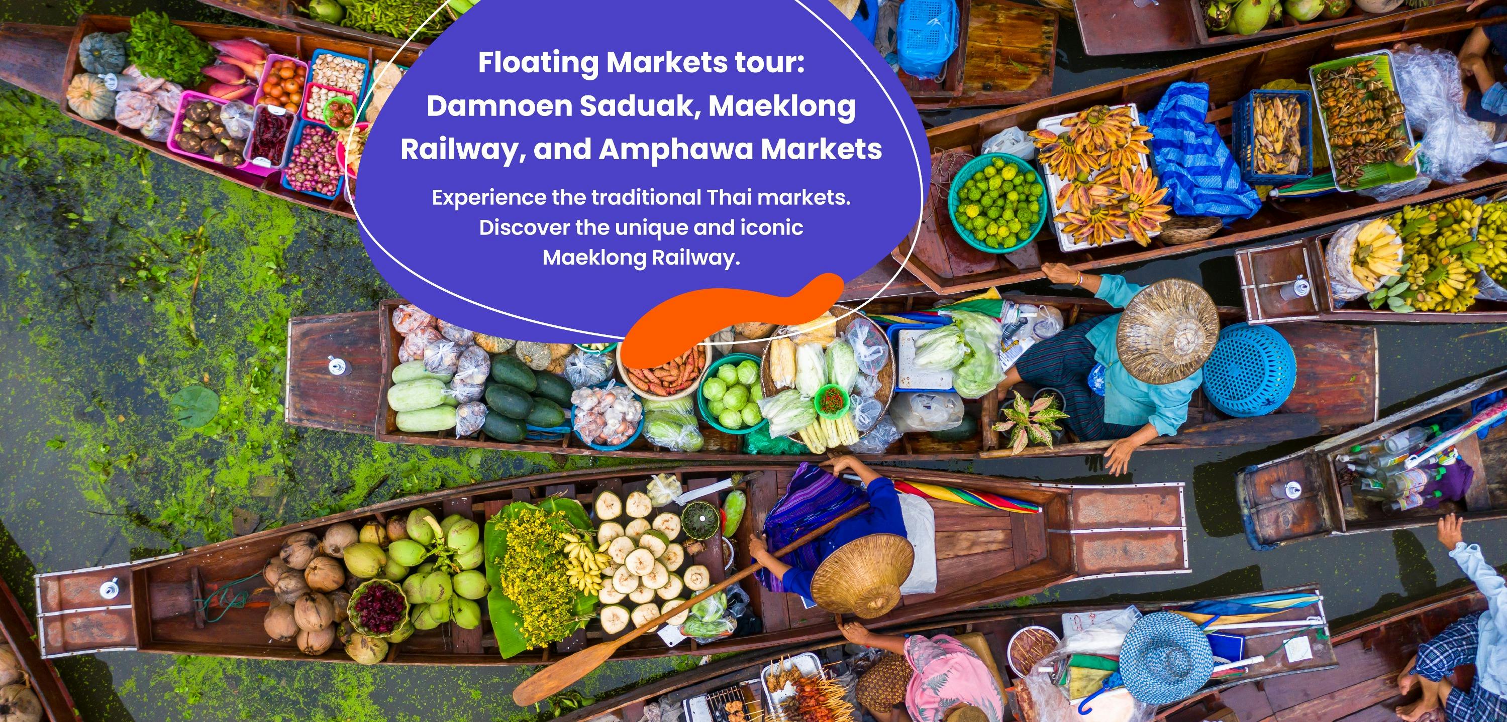 Imagen del tour: Excursión de un día por los mercados flotantes tailandeses: Damnoen Saduak, Maeklong y Amphawa